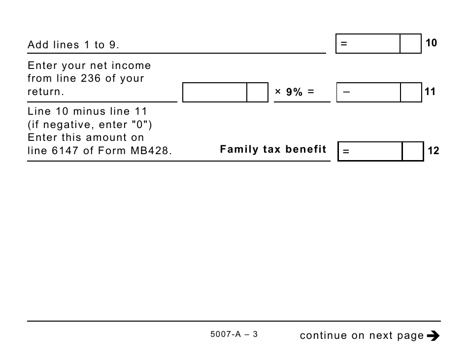 Form 5007-A Schedule MB428-A Manitoba Family Tax Benefit (Large Print) - Canada, Page 3
