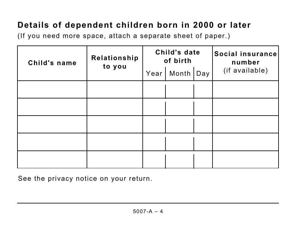 Form 5007-A Schedule MB428-A Manitoba Family Tax Benefit (Large Print) - Canada, Page 4