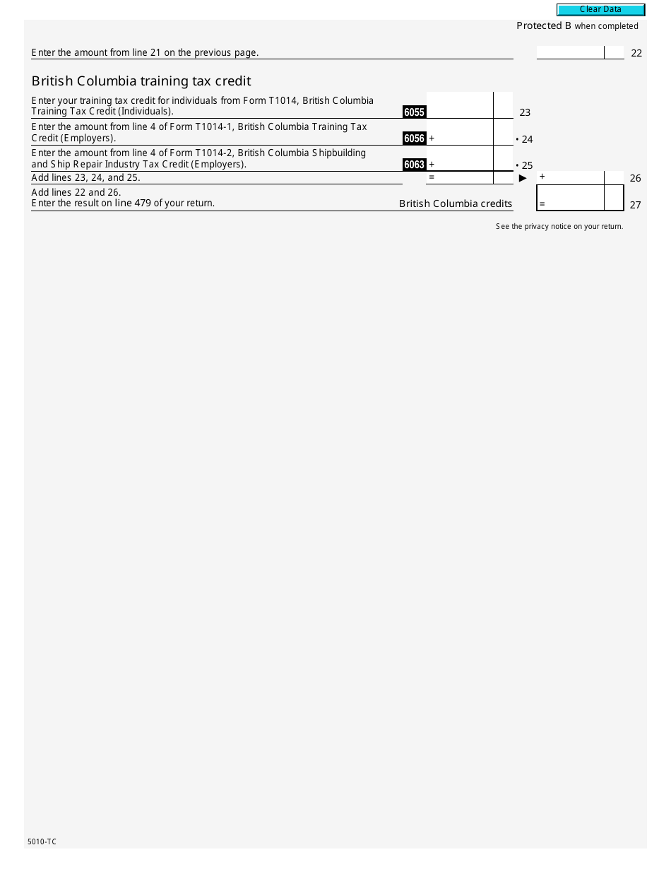 Form 5010-TC (BC479) British Columbia Credits - British Columbia, Canada, Page 2