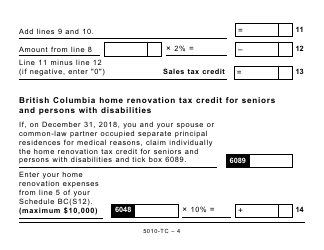 Form 5010-TC (BC479) British Columbia Credits (Large Print) - Canada, Page 4
