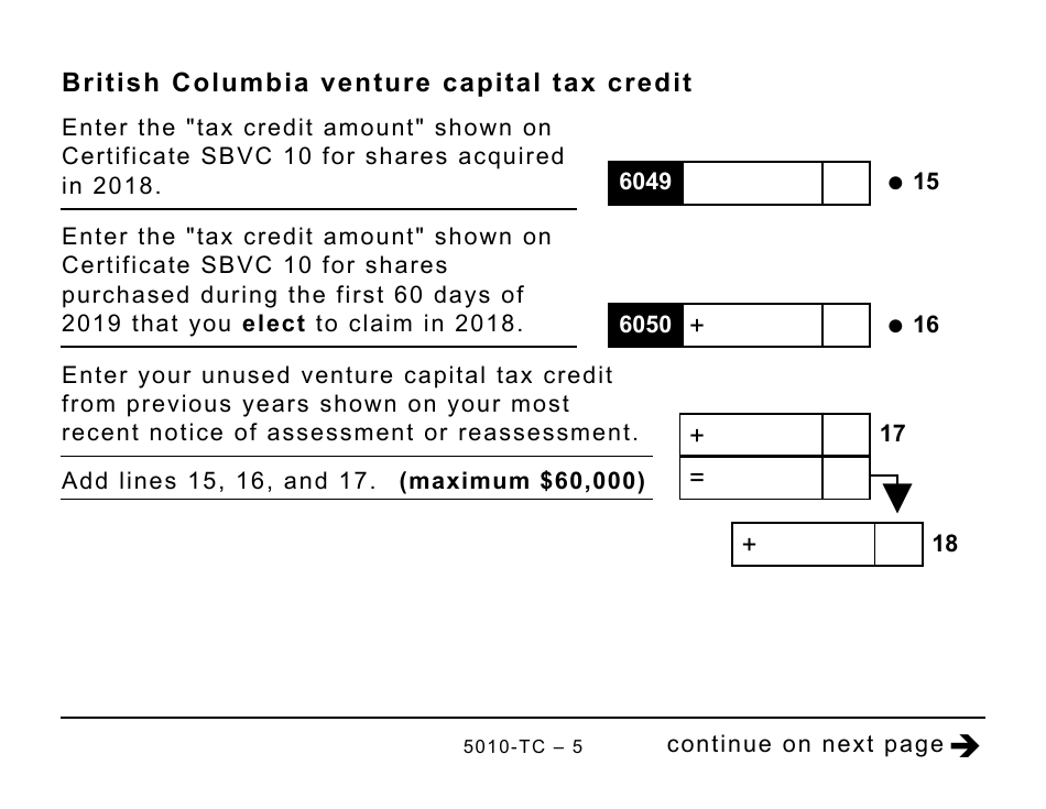 Form 5010-TC (BC479) British Columbia Credits (Large Print) - Canada, Page 5