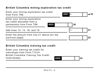 Form 5010-TC (BC479) British Columbia Credits (Large Print) - Canada, Page 6