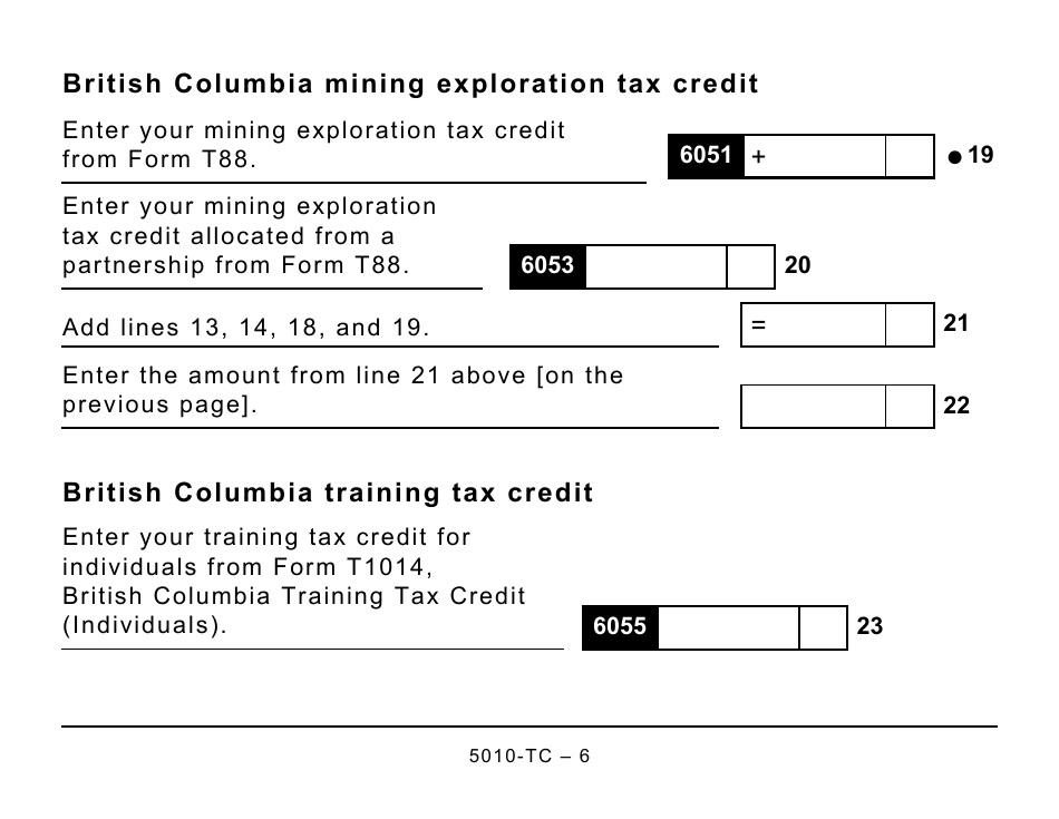 Form 5010-TC (BC479) British Columbia Credits (Large Print) - Canada, Page 6