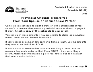 Form 5010-S2 Schedule BC(S2) Provincial Amounts Transferred From Your Spouse or Common-Law Partner (Large Print) - Canada