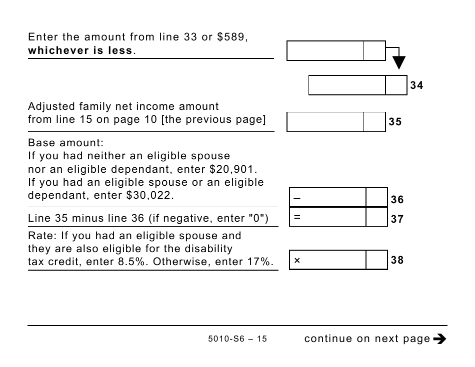 Form 5010-S6 Schedule 6 Working Income Tax Benefit (Large Print) - Canada, Page 15