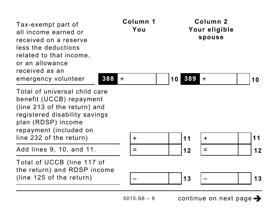 Form 5010-S6 Schedule 6 Working Income Tax Benefit (Large Print) - Canada, Page 9