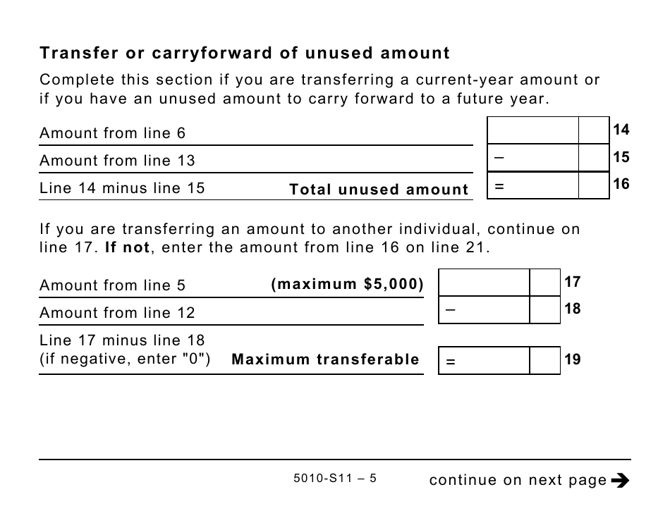 Form 5010-S11 Schedule BC(S11) Provincial Tuition and Education Amounts (Large Print) - Canada, Page 5