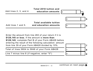 Form 5009-S11 Schedule AB(S11) Provincial Tuition and Education Amounts (Large Print) - Canada, Page 3