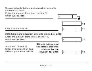 Form 5009-S11 Schedule AB(S11) Provincial Tuition and Education Amounts (Large Print) - Canada, Page 4