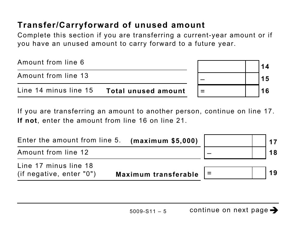 Form 5009-S11 Schedule AB(S11) Provincial Tuition and Education Amounts (Large Print) - Canada, Page 5
