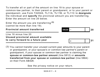 Form 5009-S11 Schedule AB(S11) Provincial Tuition and Education Amounts (Large Print) - Canada, Page 6