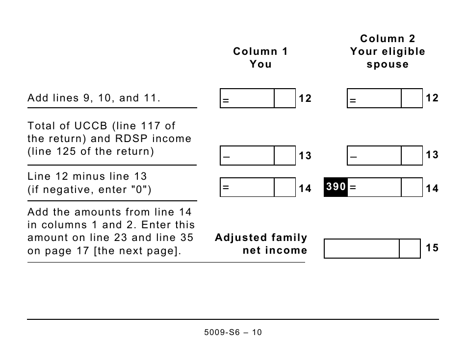 Form 5009-S6 Schedule 6 Working Income Tax Benefit (Large Print) - Canada, Page 10