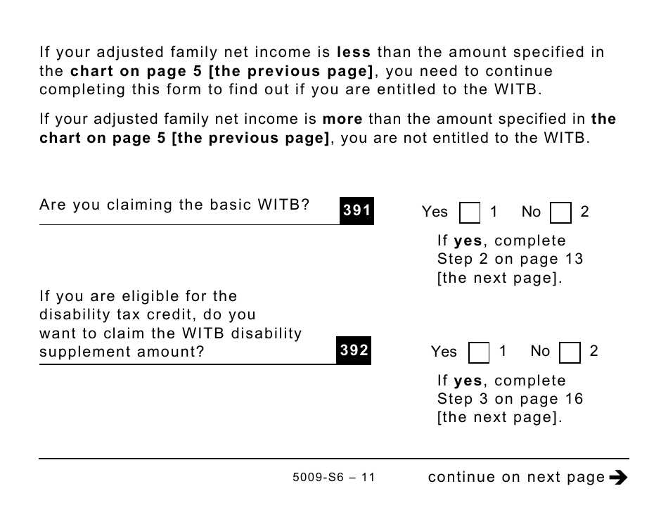 Form 5009-S6 Schedule 6 Working Income Tax Benefit (Large Print) - Canada, Page 11