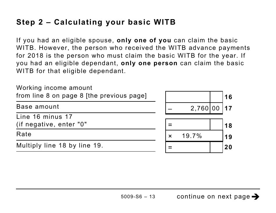 Form 5009-S6 Schedule 6 Working Income Tax Benefit (Large Print) - Canada, Page 13