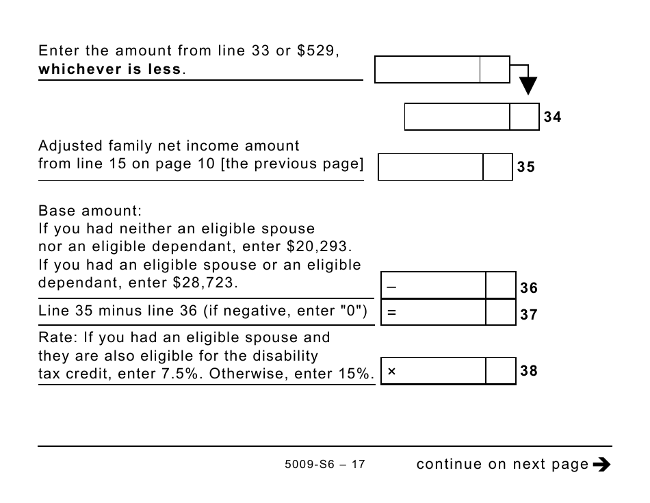 Form 5009-S6 Schedule 6 Working Income Tax Benefit (Large Print) - Canada, Page 17