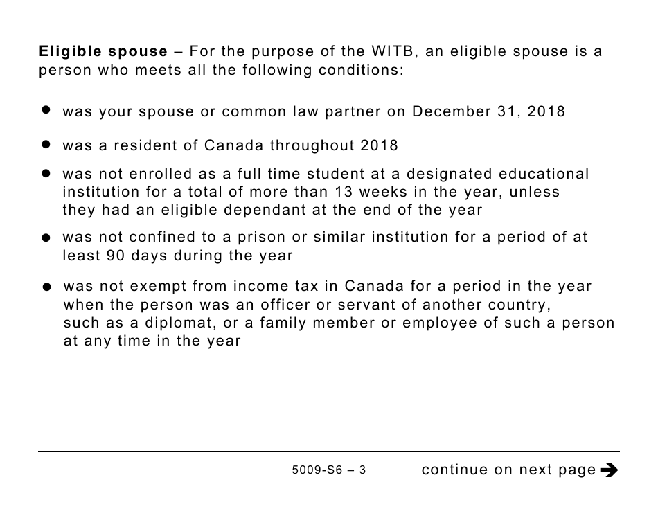 Form 5009-S6 Schedule 6 Working Income Tax Benefit (Large Print) - Canada, Page 3