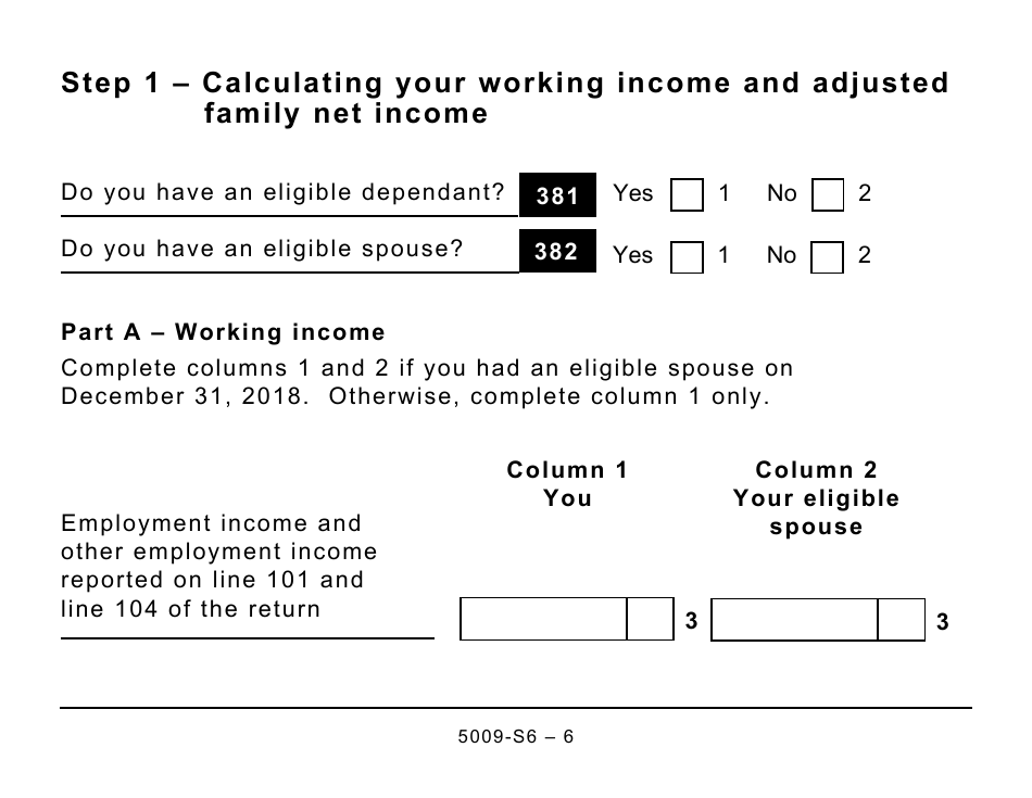 Form 5009-S6 Schedule 6 Working Income Tax Benefit (Large Print) - Canada, Page 6