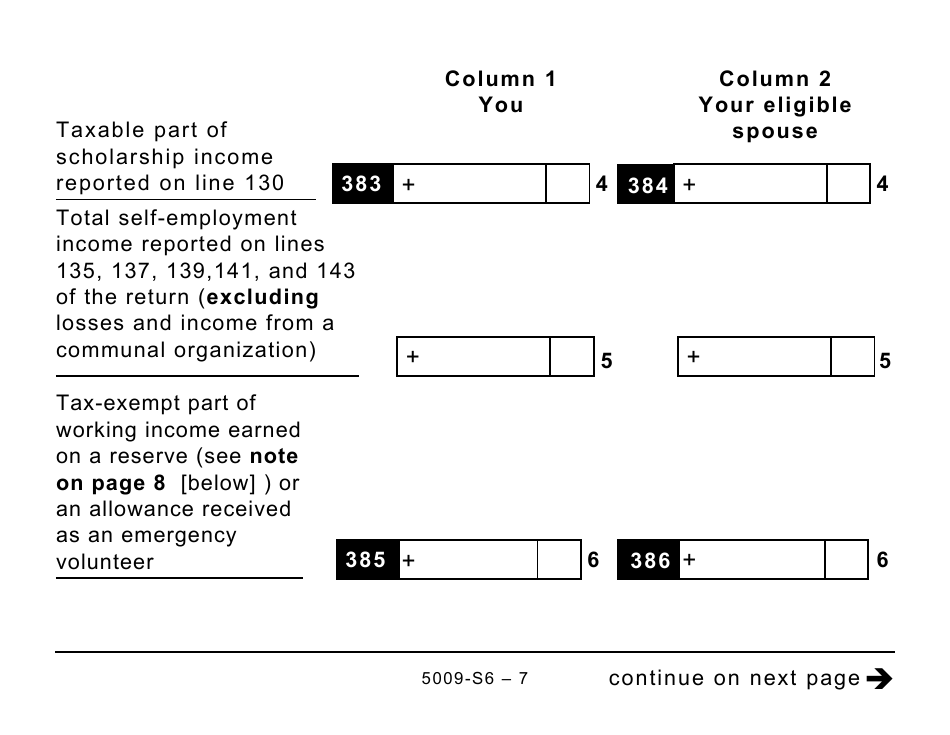 Form 5009-S6 Schedule 6 Working Income Tax Benefit (Large Print) - Canada, Page 7
