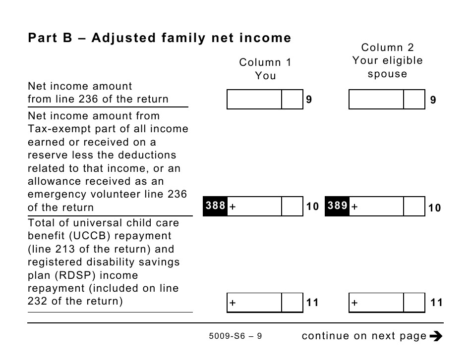 Form 5009-S6 Schedule 6 Working Income Tax Benefit (Large Print) - Canada, Page 9
