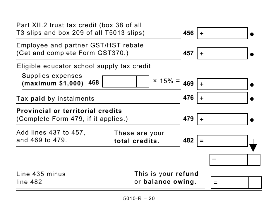 Form 5010-R Income Tax and Benefit Return (Large Print) - Canada, Page 20