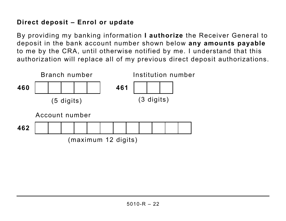 Form 5010-R Income Tax and Benefit Return (Large Print) - Canada, Page 22