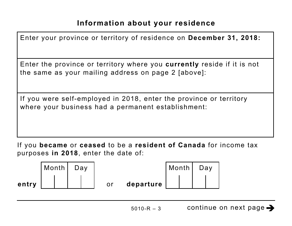Form 5010-R Income Tax and Benefit Return (Large Print) - Canada, Page 3