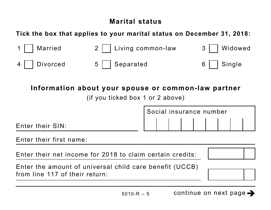 Form 5010-R Income Tax and Benefit Return (Large Print) - Canada, Page 5