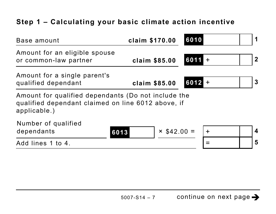 Form 5007-S14 Schedule 14 Climate Action Incentive (Large Print) - Canada, Page 7