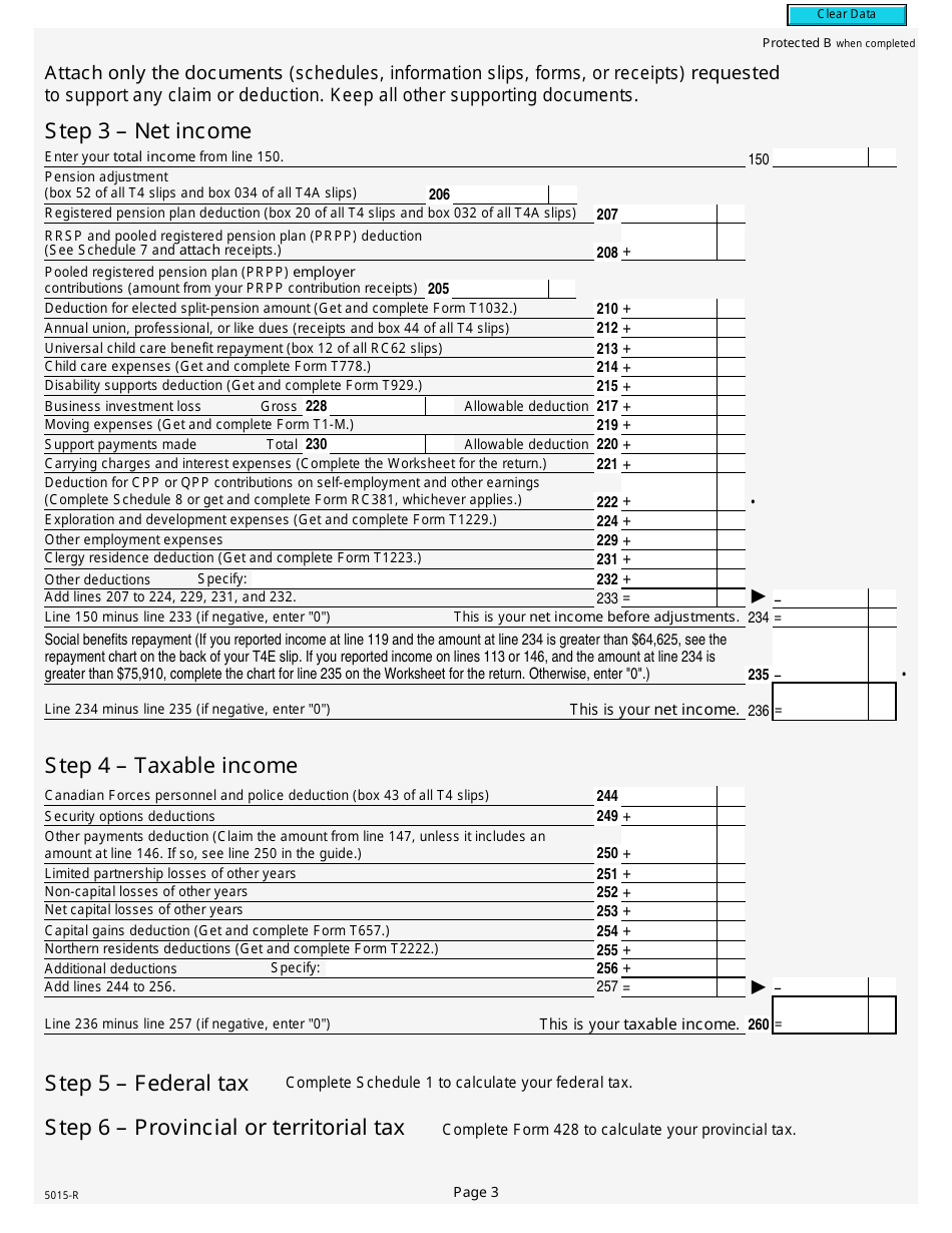 Form 5015-R Income Tax and Benefit Return - Canada, Page 3