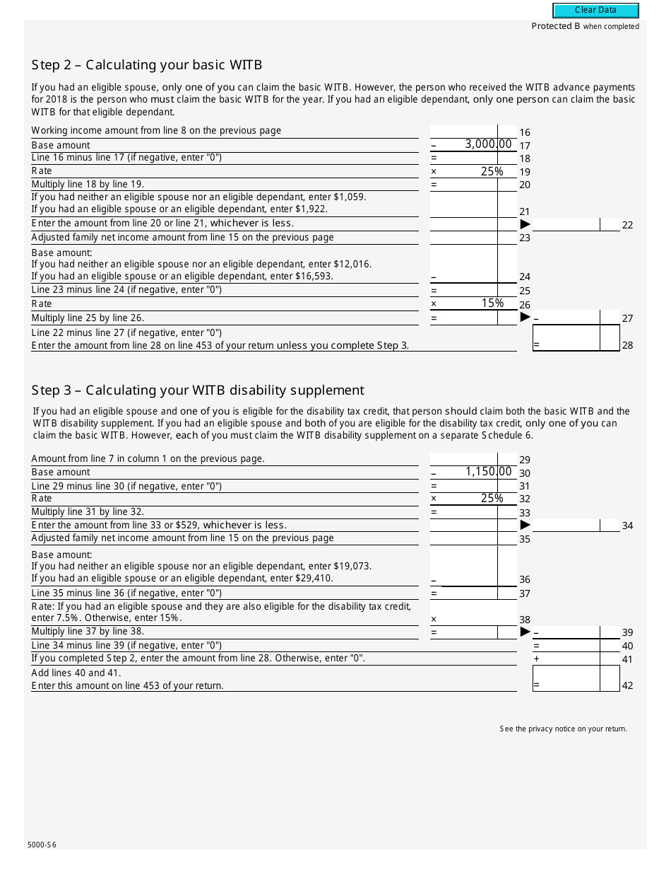 Form 5000-S6 Schedule 6 Working Income Tax Benefit - Canada, Page 3