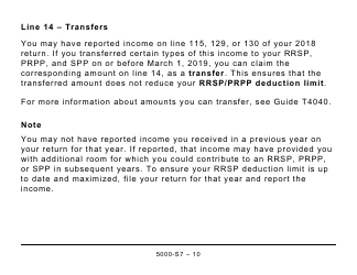 Form 5000-S7 Schedule 7 Rrsp and Prpp Unused Contributions, Transfers, and Hbp or LLP Activities (Large Print) - Canada, Page 10