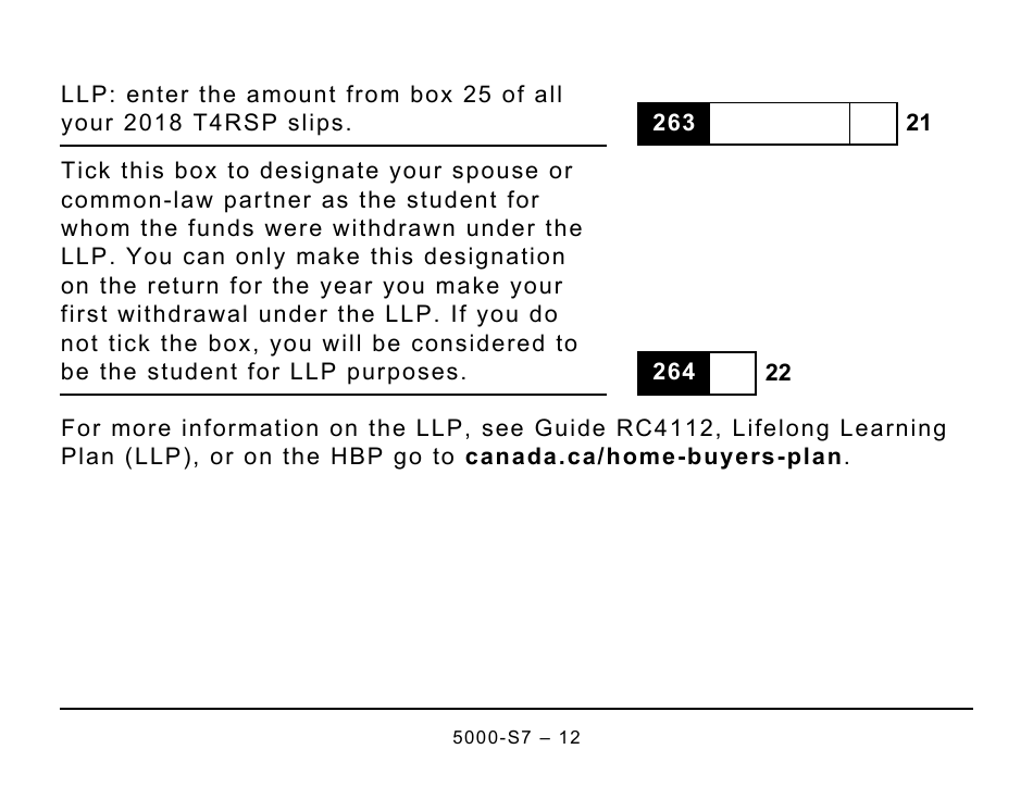 Form 5000-S7 Schedule 7 Rrsp and Prpp Unused Contributions, Transfers, and Hbp or LLP Activities (Large Print) - Canada, Page 12