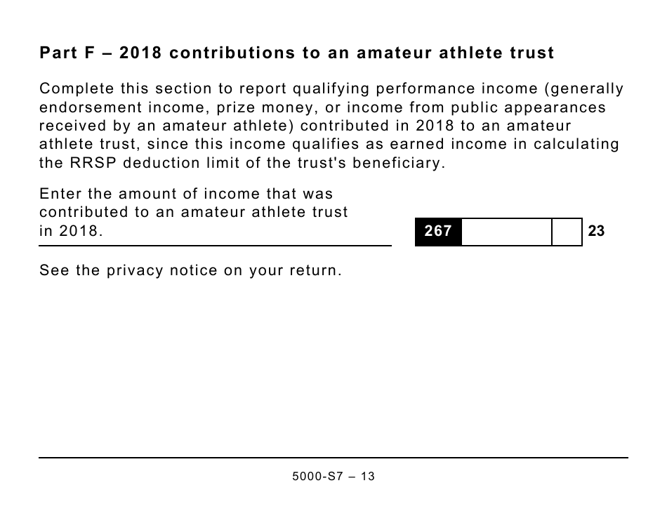 Form 5000-S7 Schedule 7 Rrsp and Prpp Unused Contributions, Transfers, and Hbp or LLP Activities (Large Print) - Canada, Page 13