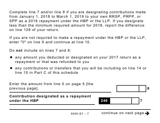 Form 5000-S7 Schedule 7 Rrsp and Prpp Unused Contributions, Transfers, and Hbp or LLP Activities (Large Print) - Canada, Page 7