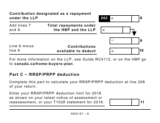 Form 5000-S7 Schedule 7 Rrsp and Prpp Unused Contributions, Transfers, and Hbp or LLP Activities (Large Print) - Canada, Page 8