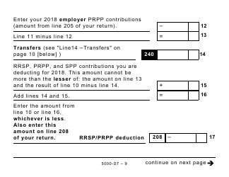 Form 5000-S7 Schedule 7 Rrsp and Prpp Unused Contributions, Transfers, and Hbp or LLP Activities (Large Print) - Canada, Page 9