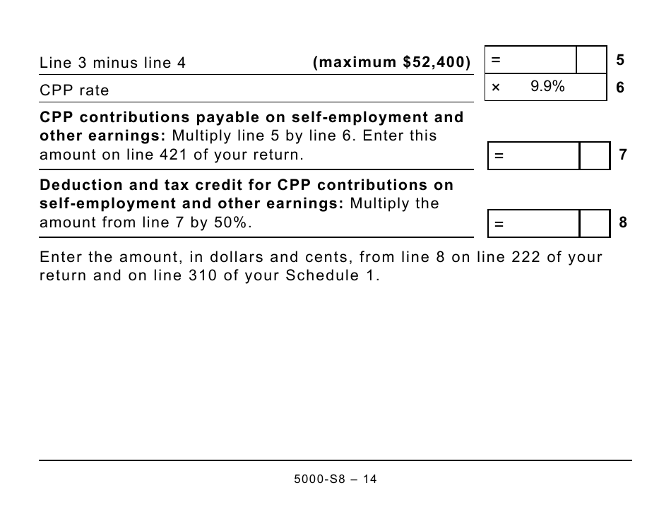 Form 5000-S8 Schedule 8 Canada Pension Plan Contributions and Overpayment (Large Print) - Canada, Page 14