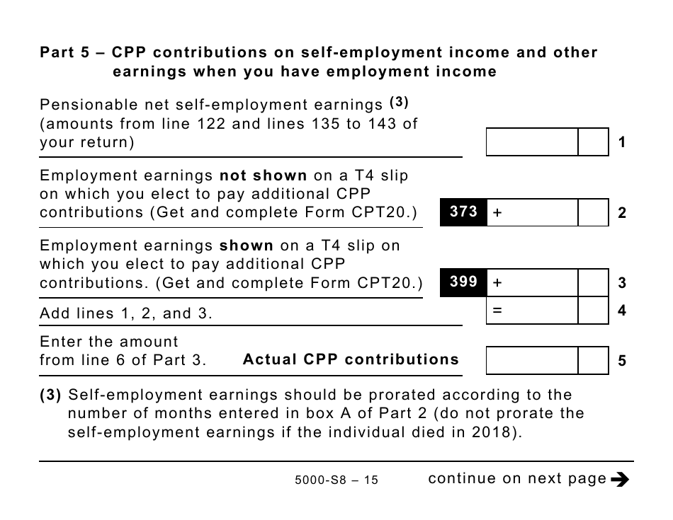 Form 5000-S8 Schedule 8 Canada Pension Plan Contributions and Overpayment (Large Print) - Canada, Page 15