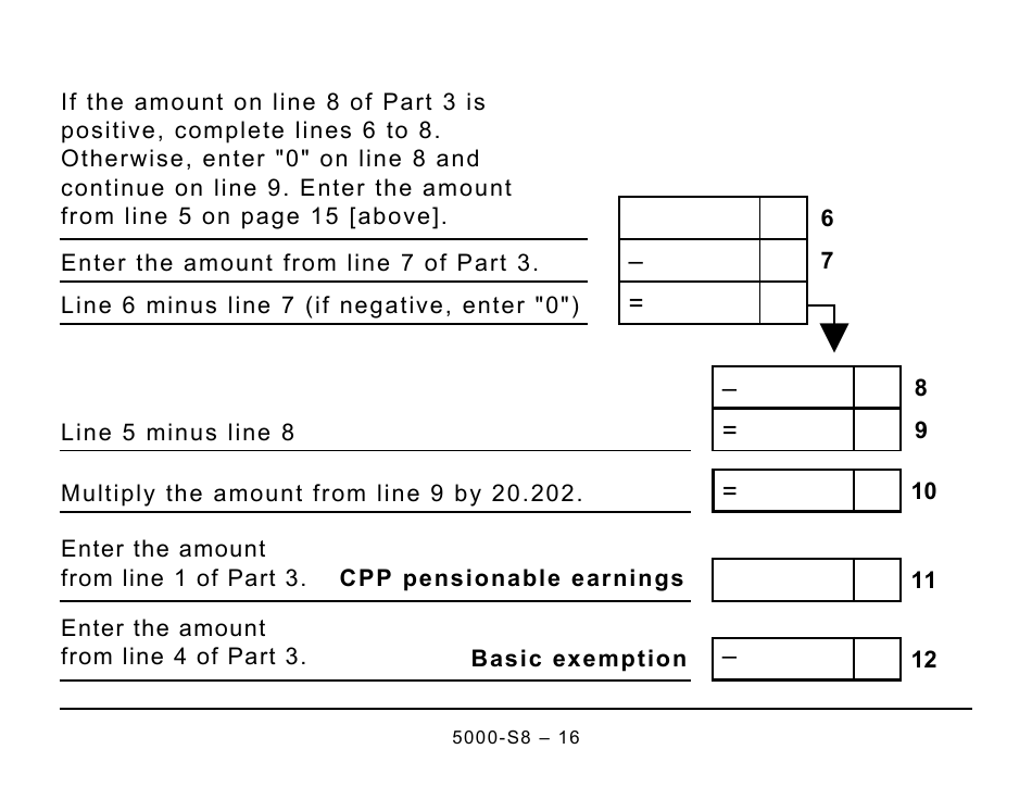 Form 5000-S8 Schedule 8 Canada Pension Plan Contributions and Overpayment (Large Print) - Canada, Page 16