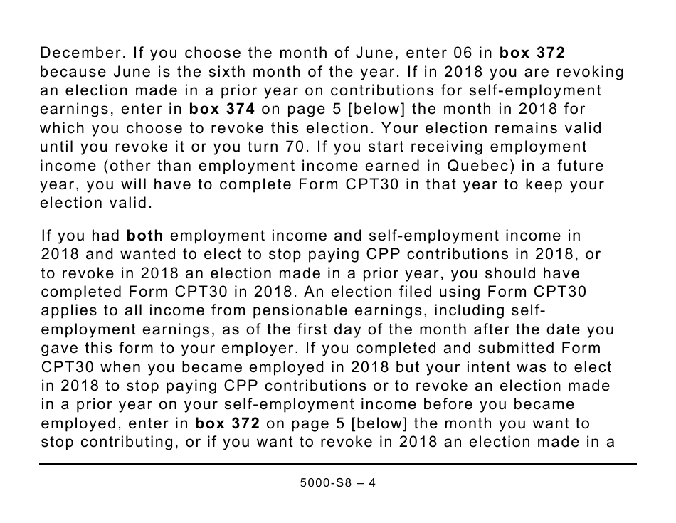 Form 5000-S8 Schedule 8 Canada Pension Plan Contributions and Overpayment (Large Print) - Canada, Page 4