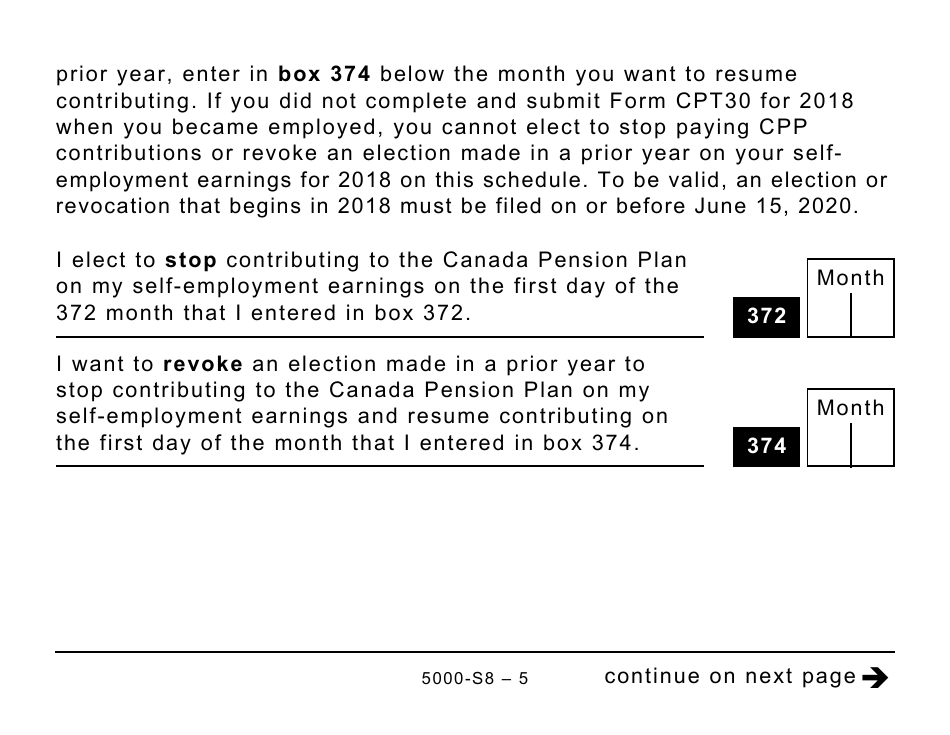 Form 5000-S8 Schedule 8 Canada Pension Plan Contributions and Overpayment (Large Print) - Canada, Page 5