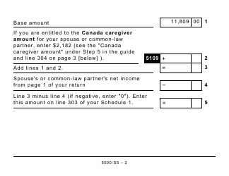 Form 5000-S5 Schedule 5 Amounts for Spouse or Common-Law Partner and Dependants (Large Print) - Canada, Page 2