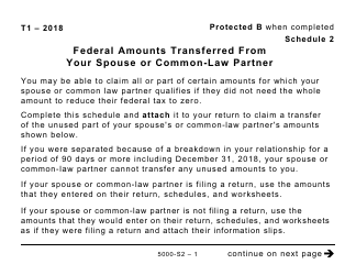 Document preview: Form 5000-S2 Federal Amounts Transferred From Your Spouse or Common-Law Partner (Large Print) - Canada, 2018