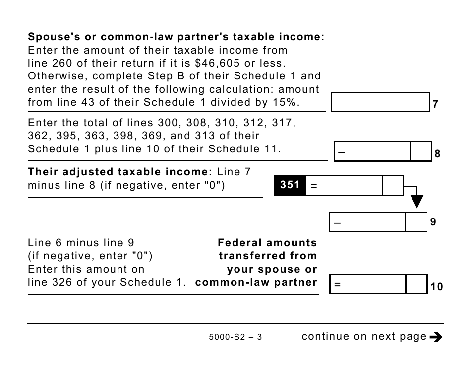 Form 5000-S2 Federal Amounts Transferred From Your Spouse or Common-Law Partner (Large Print) - Canada, Page 3