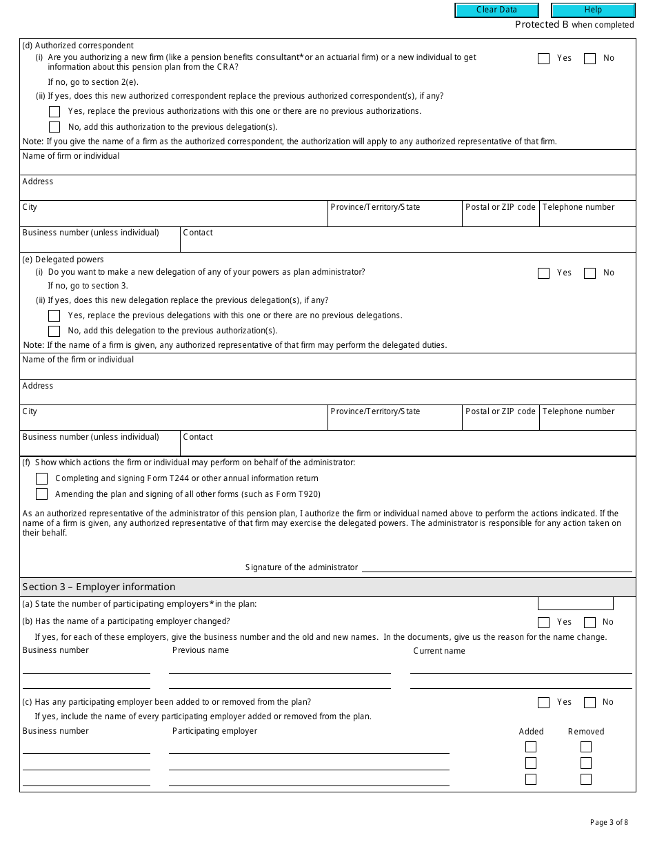 Form T920 Application to Amend a Registered Pension Plan - Canada, Page 3