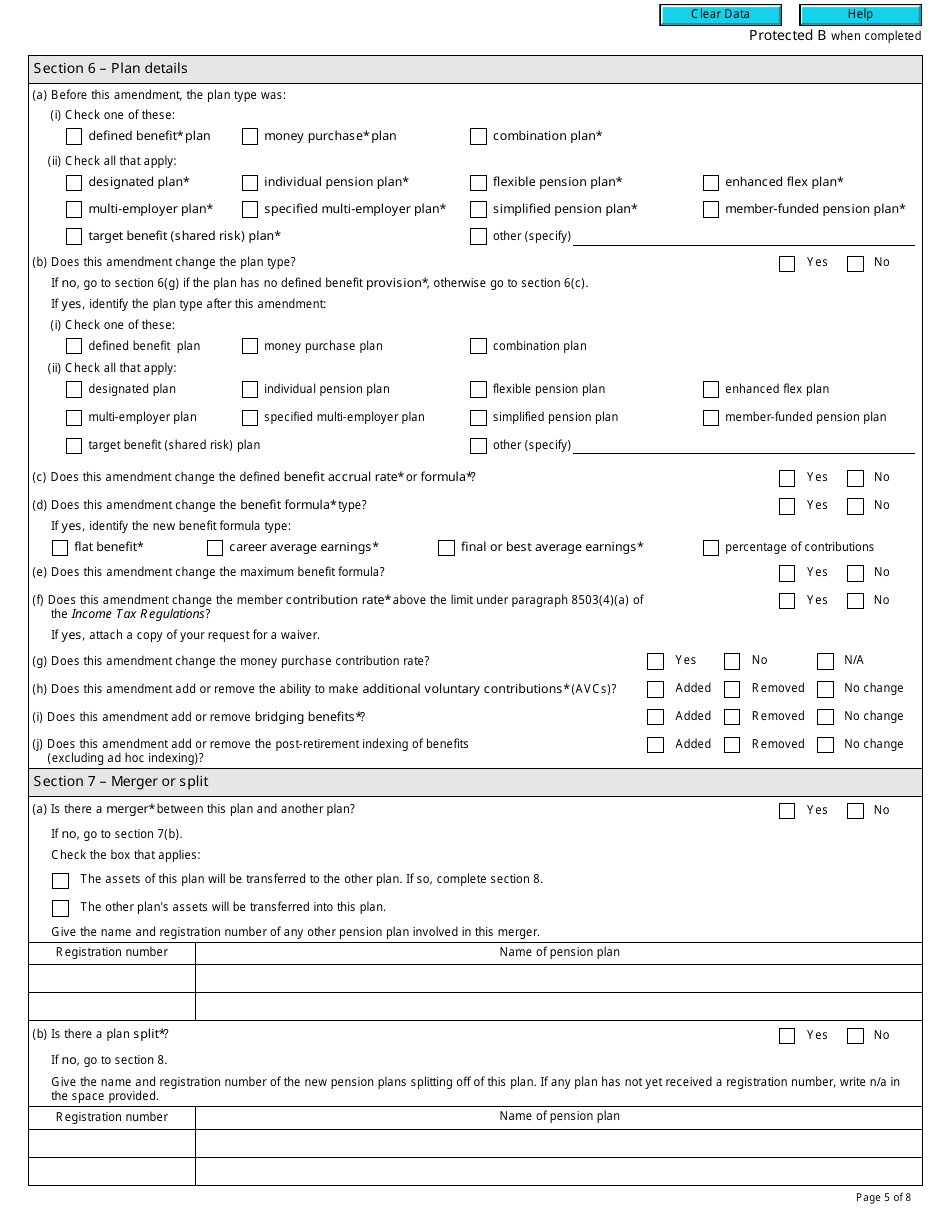 Form T920 Application to Amend a Registered Pension Plan - Canada, Page 5
