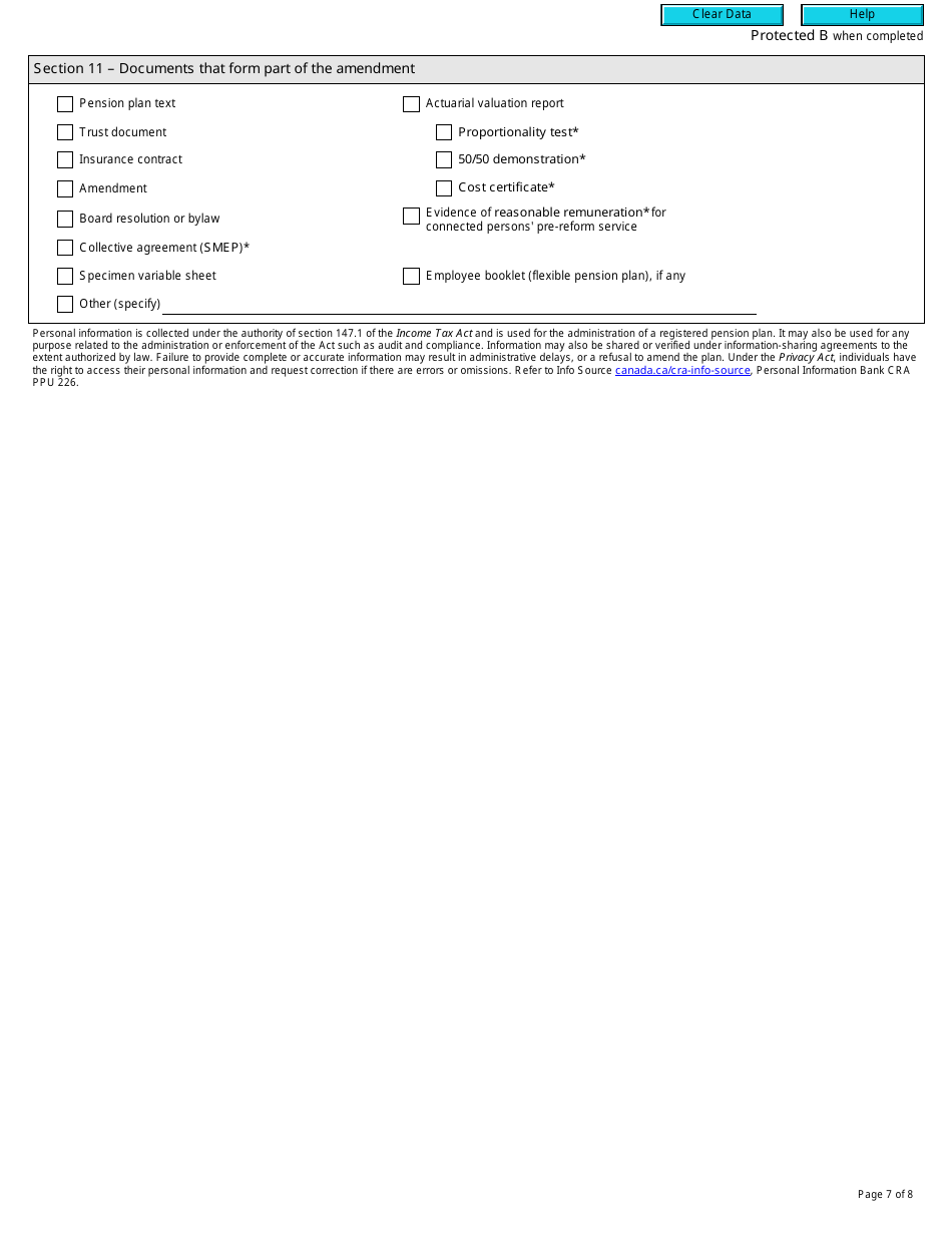 Form T920 Application to Amend a Registered Pension Plan - Canada, Page 7