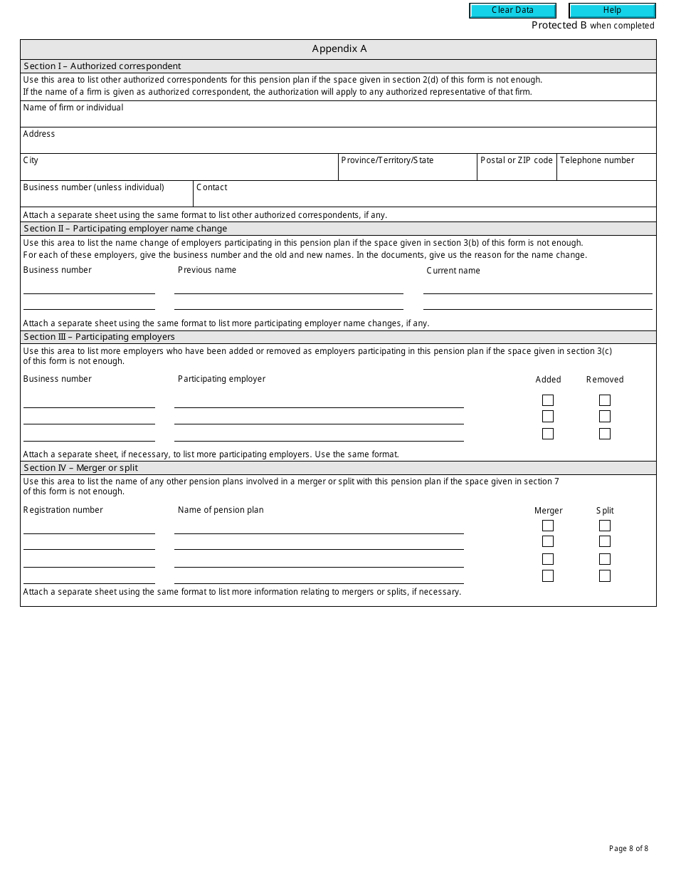 Form T920 Application to Amend a Registered Pension Plan - Canada, Page 8