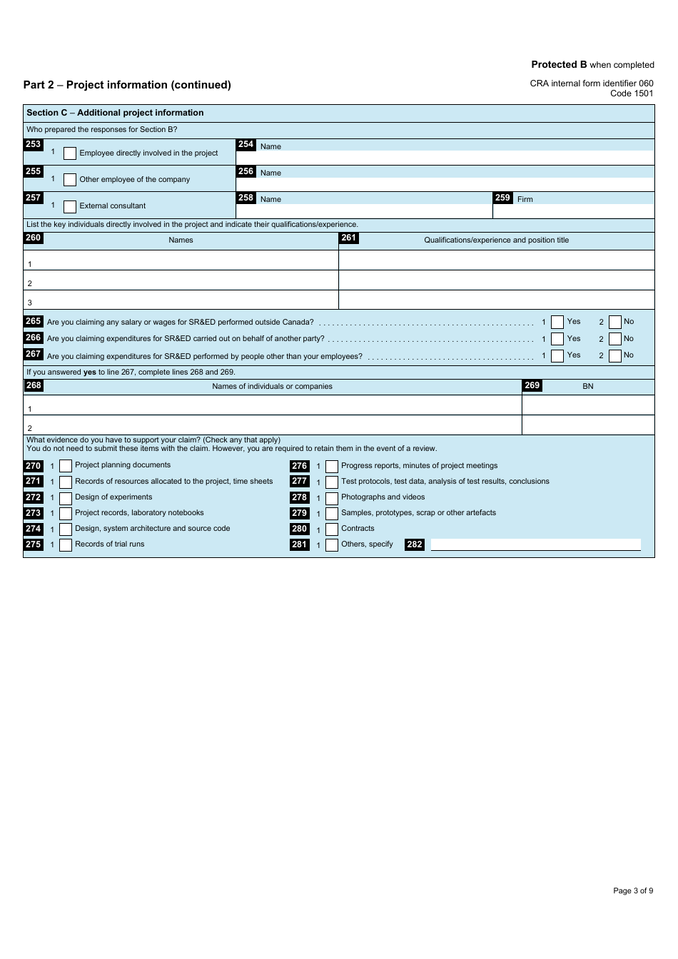 Form T661 Scientific Research and Experimental Development (Sred) Expenditures Claim - Canada, Page 3