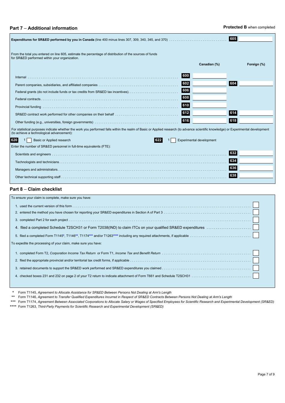 Form T661 Scientific Research and Experimental Development (Sred) Expenditures Claim - Canada, Page 7
